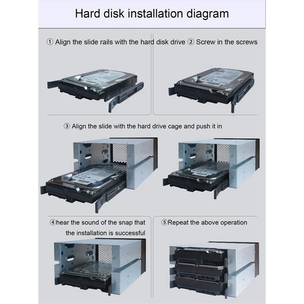 Gabbia per disco rigido da 3,5 HDD con vano ventole, scomparti HDD rimovibili, supporto per 3 dischi rigidi