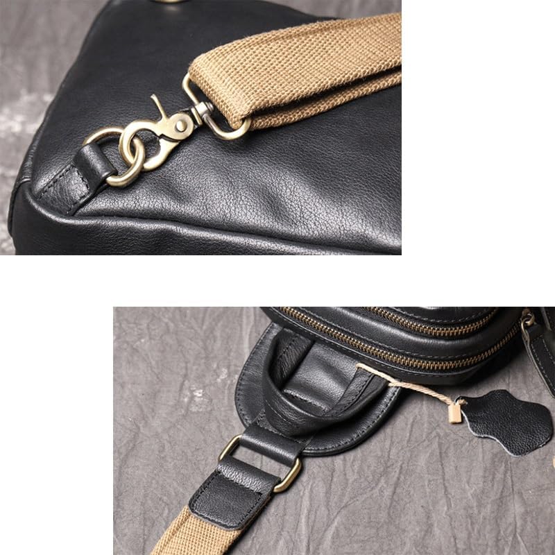 Men's Leather Crossbody Backpack with Single Shoulder Strap Large Capacity