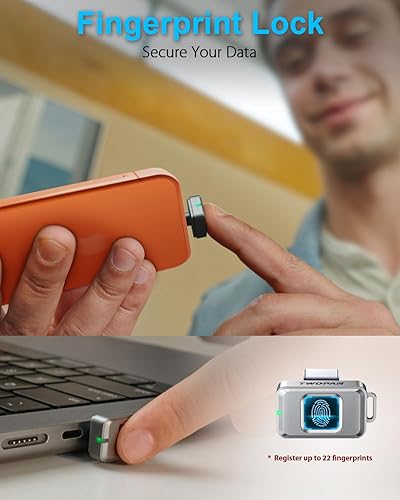 Miniatura 2 de Nano SSD de 256 GB, SSD externo USB-C con bloqueo de huellas dactilares, compatible con Steam Deck, PS5, Selfie Stick, Android, iPad, iPhone 171615,