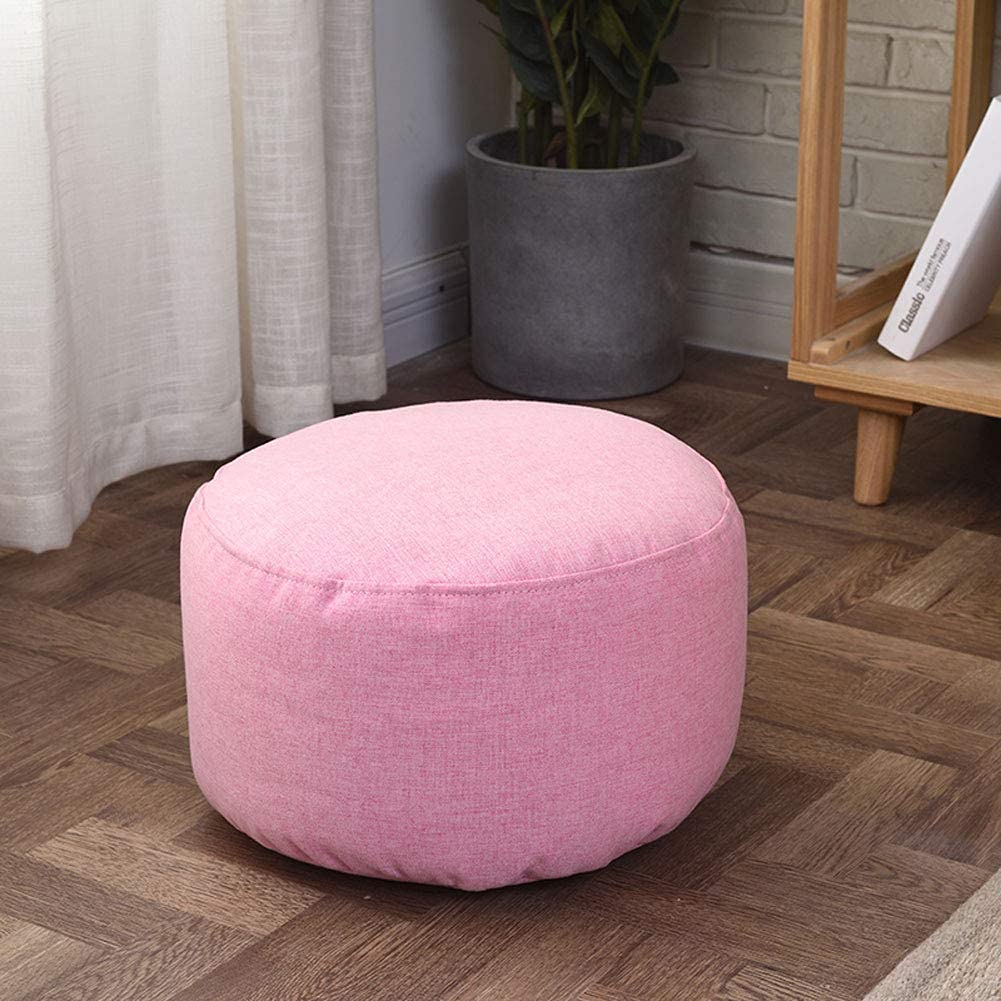 Pouf tatami futon rose pour salon | Repose-pieds rond de sol