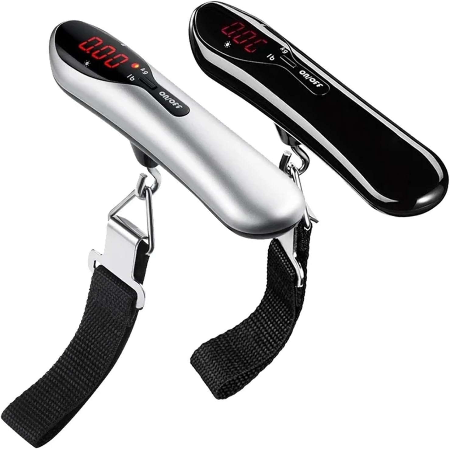 Digital Kitchen Scale Portable 50kg/110lb Electronic hand held luggage scale Hanging Scales(Silver)