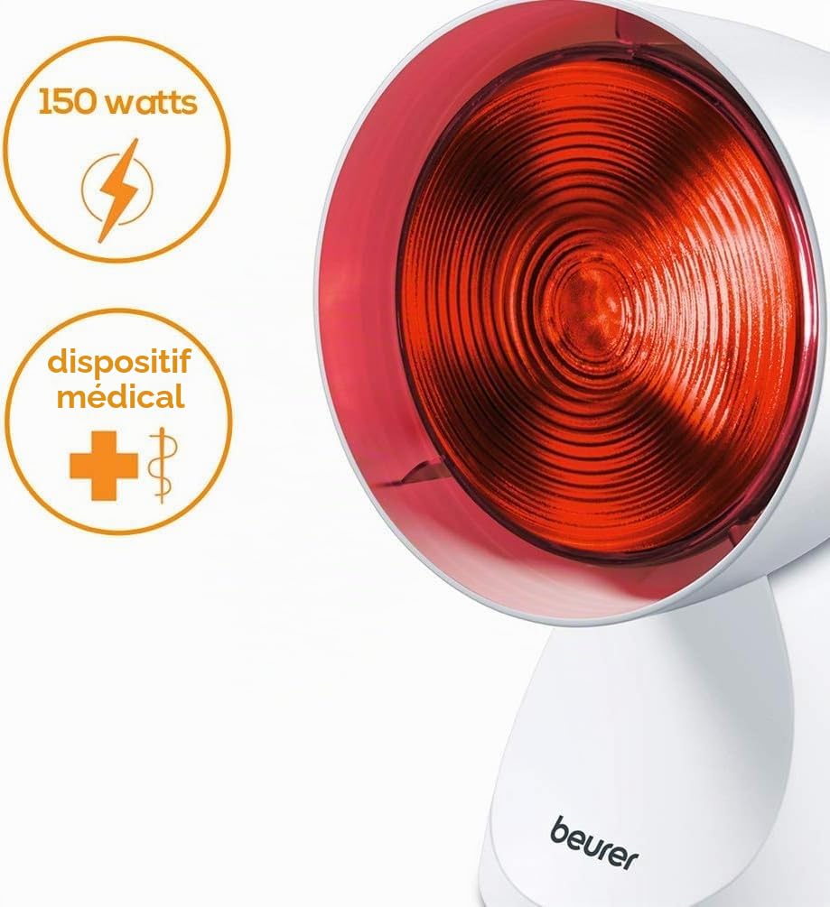 Beurer IL 21 lampe à infrarouge, dispositif médical avec chaleur bienfaisante pour l'utilisation en cas de rhume et de tensions musculaires, 5 niveaux d'inclinaison