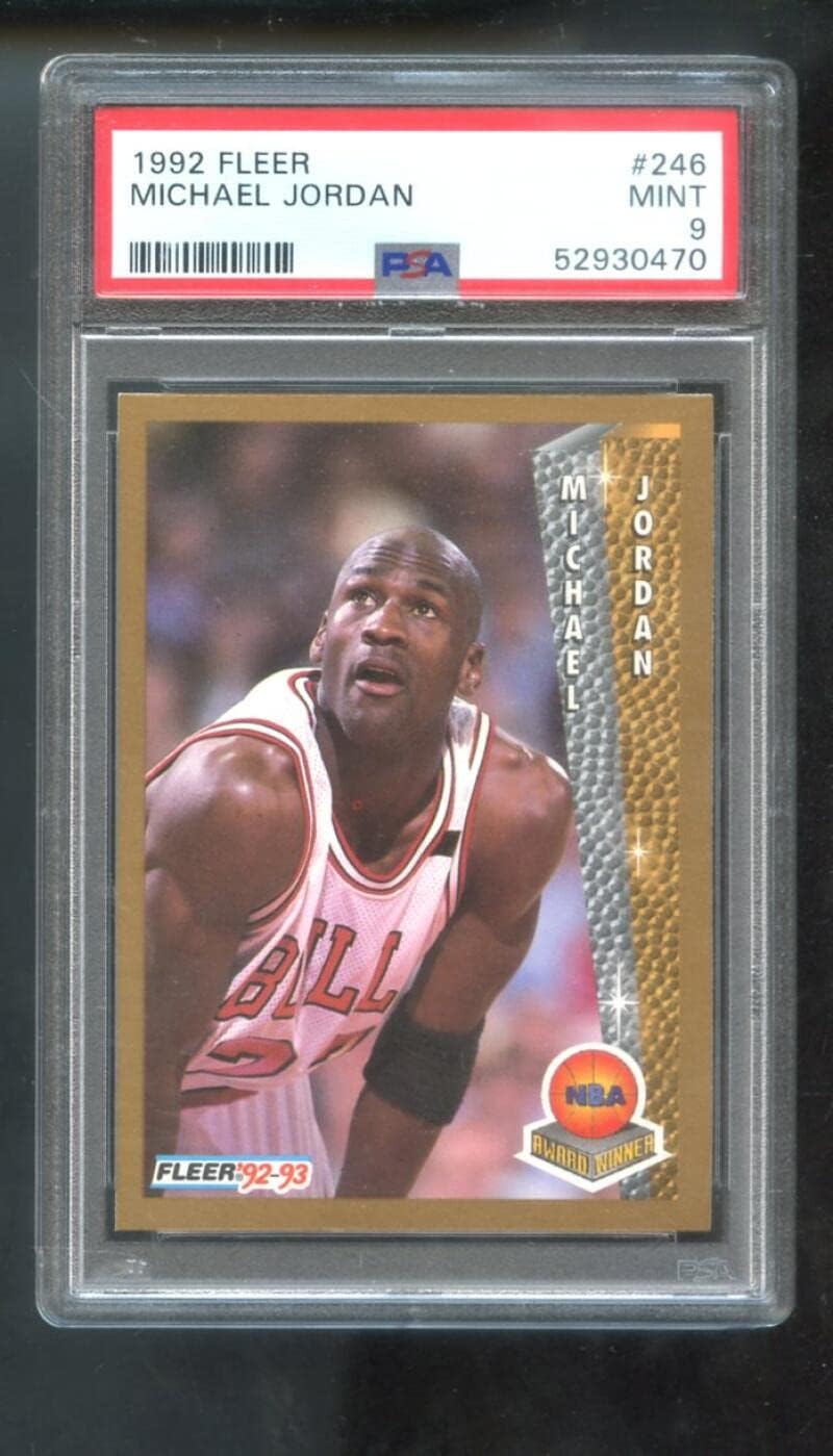 1992-93 Fleer #246 Michael Jordan PSA 9 Graded Basketball Card NBA Award Winner Finals MVP Chicago Bulls 1992-1993 92-93 MINT