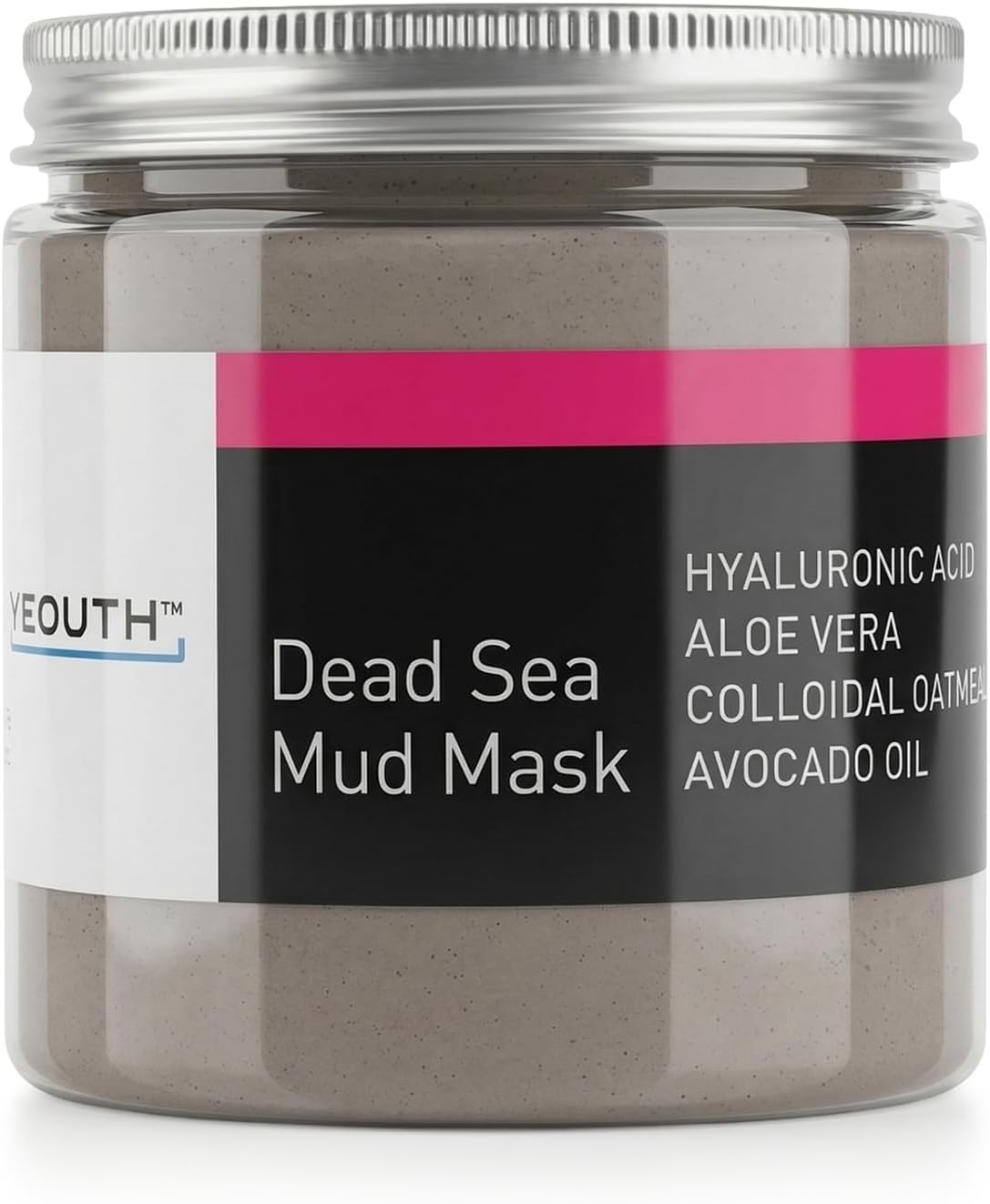 YEOUTH Dead Sea Mud Face Mask with Hyaluronic Acid, Aloe, Oatmeal, and Avocado, Minimizes Pores, Reduces Wrinkles, Clears Blackheads, Acne and Helps Oily Skin, Rejuvenates 8oz