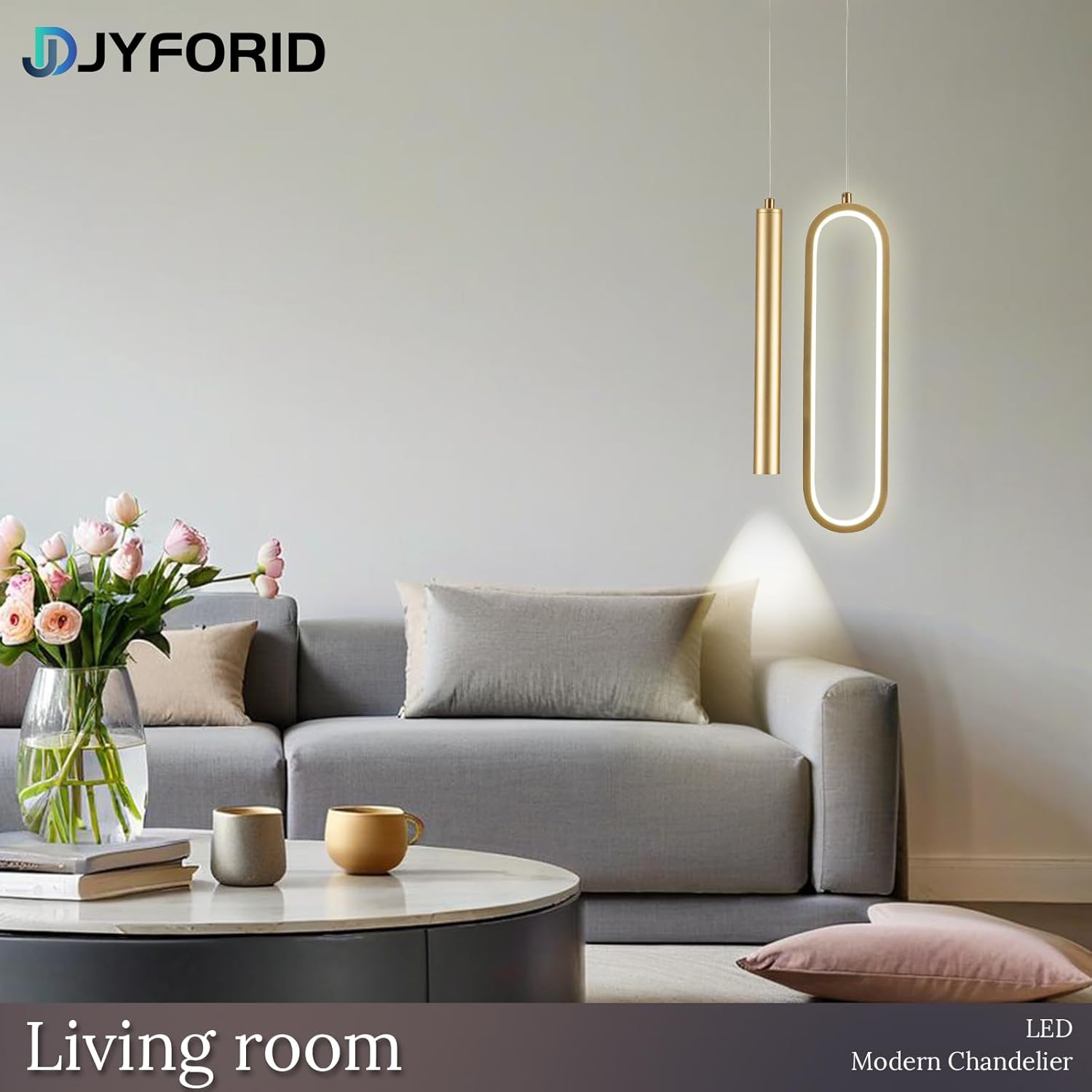 Gold Modern Mini LED Pendant Light with Remote Control, 24W 3-Color Temp Stepless Dimmable Ceiling Hanging Light for Bedroom Kitchen Island Dining Room Foyer Entryway