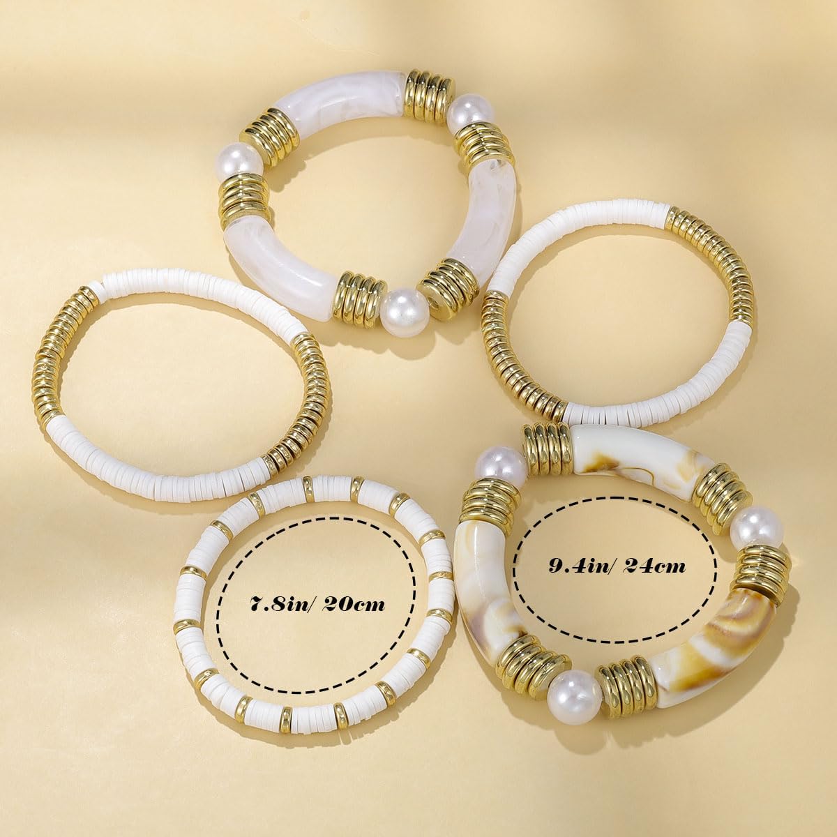 Emibele Bangles Bracelets for Women, Chunky Stretch Bangles Bracelets, Stackable Layered Curved Bamboo Tube Bracelet Set, Non Tarnish Silver Bracelets Jewelry Gifts - Image 7