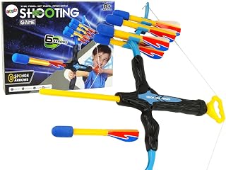 Lean Toys Longbow - Arco deportivo para niños (6 disparos), color azul y negro