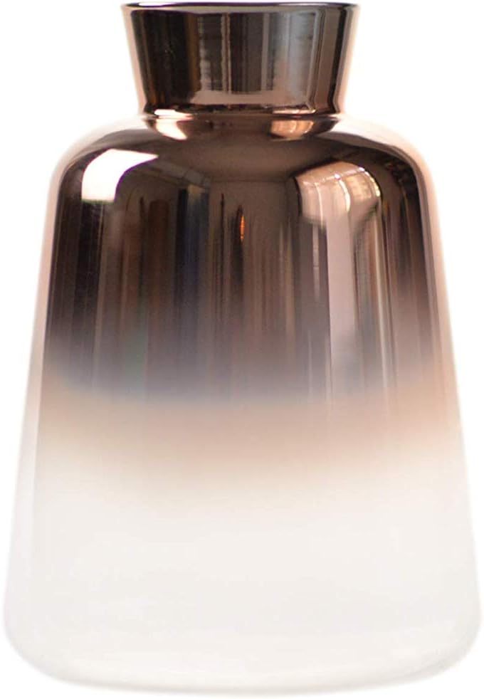 Flower Bud Ombre Vase, Desk Floral Glass Bud Vase, SVY Champagne Gold Color Stylish Decorative Scent Bottle Shape Flower Glass Vase (3.15" W 5.12" H)