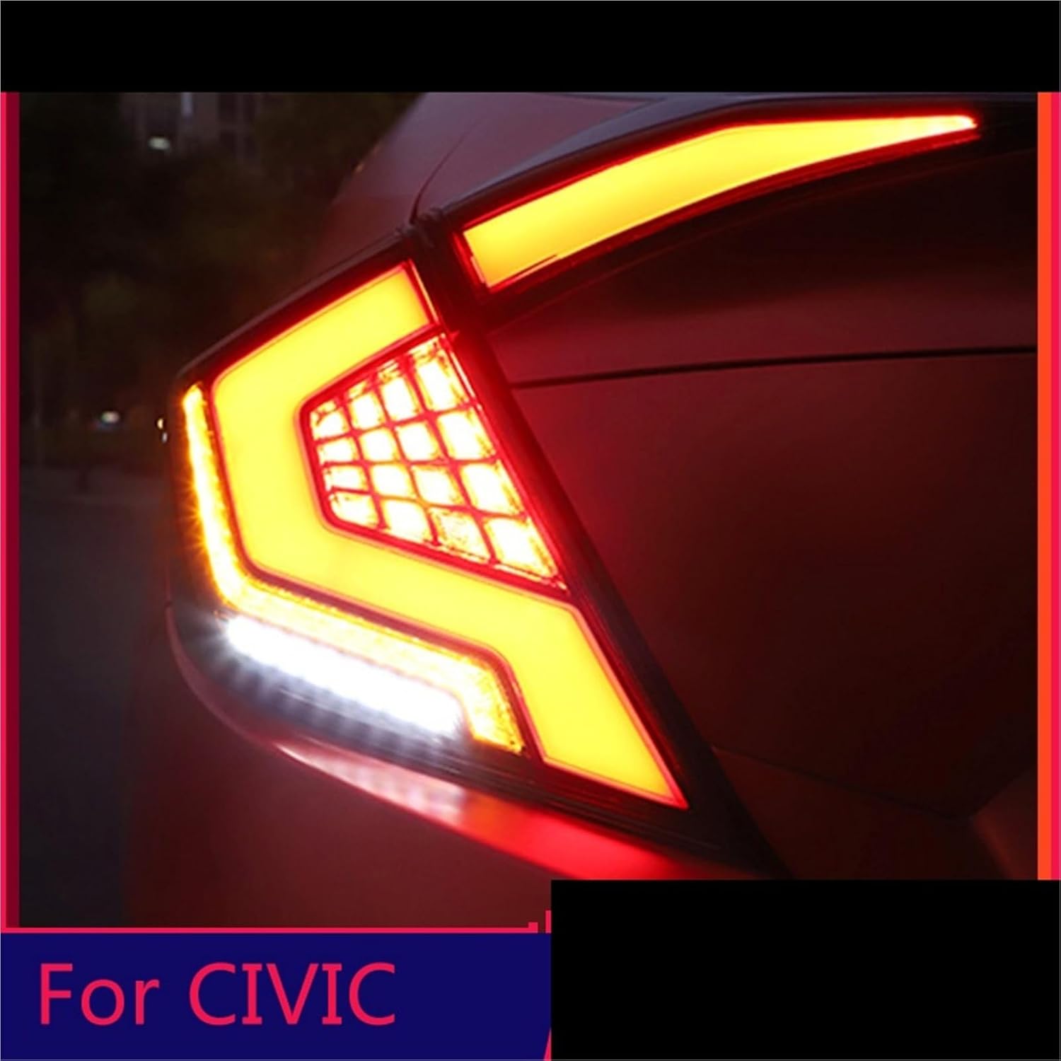 For HONDA CIVIC X 10GEN LED TAIL Lights 2016-2020 Tail Light Rear Lamp DRL+Brake Trunk LIGHT Automobile Accessories(Brown color)