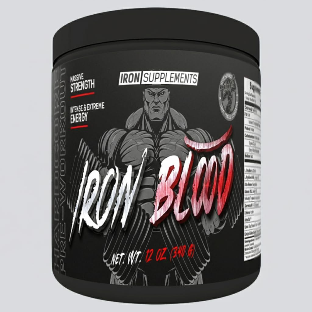 Pre-Workout Booster Iron Blood - Irongym Mallorca - Caro & Andreas Robens - L-Citrulline L-Arginine Beta-Alanine Guarana Caffeine Watermelon
