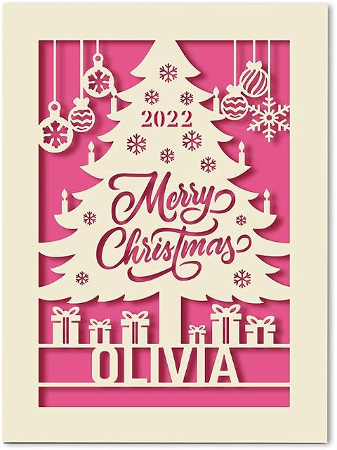 Personalised Christmas Card for Kids Boys Girls Daughter Xmas Santa Gift for Keepsake Cards for Niece Grandson Granddaughter Grandad 2022 with Envelope(Fuchsia)