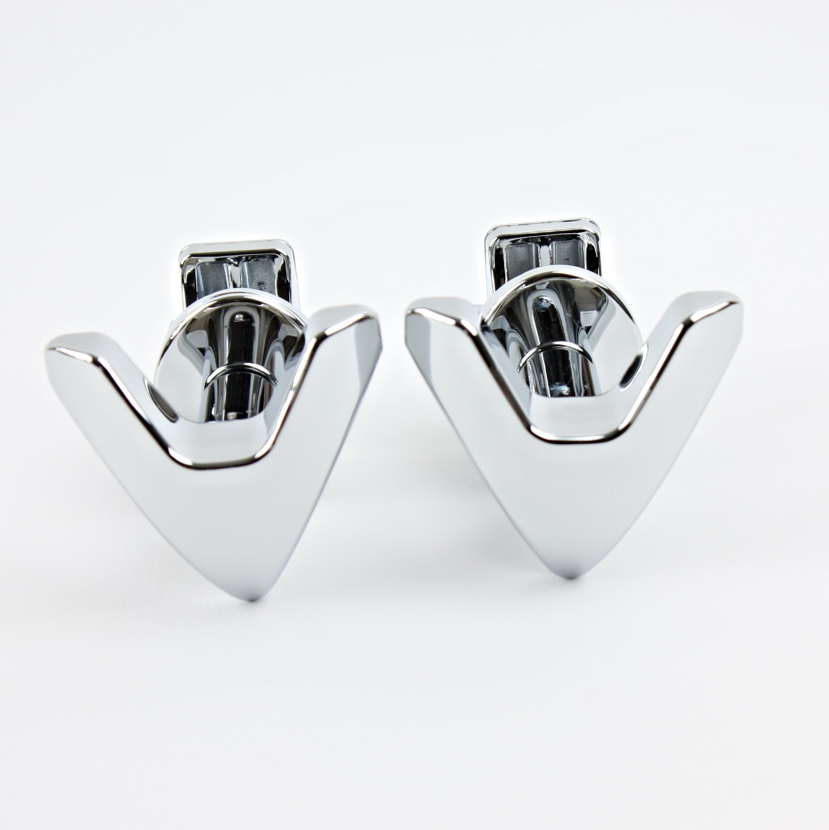 Companyblue Chrome V-Shape Towel Rail Hooks, Clip-On Hangers for Heated Radiator, Fits 19mm 22mm 25mm Round Tubes, Bath Robe Pegs, Pair of 2