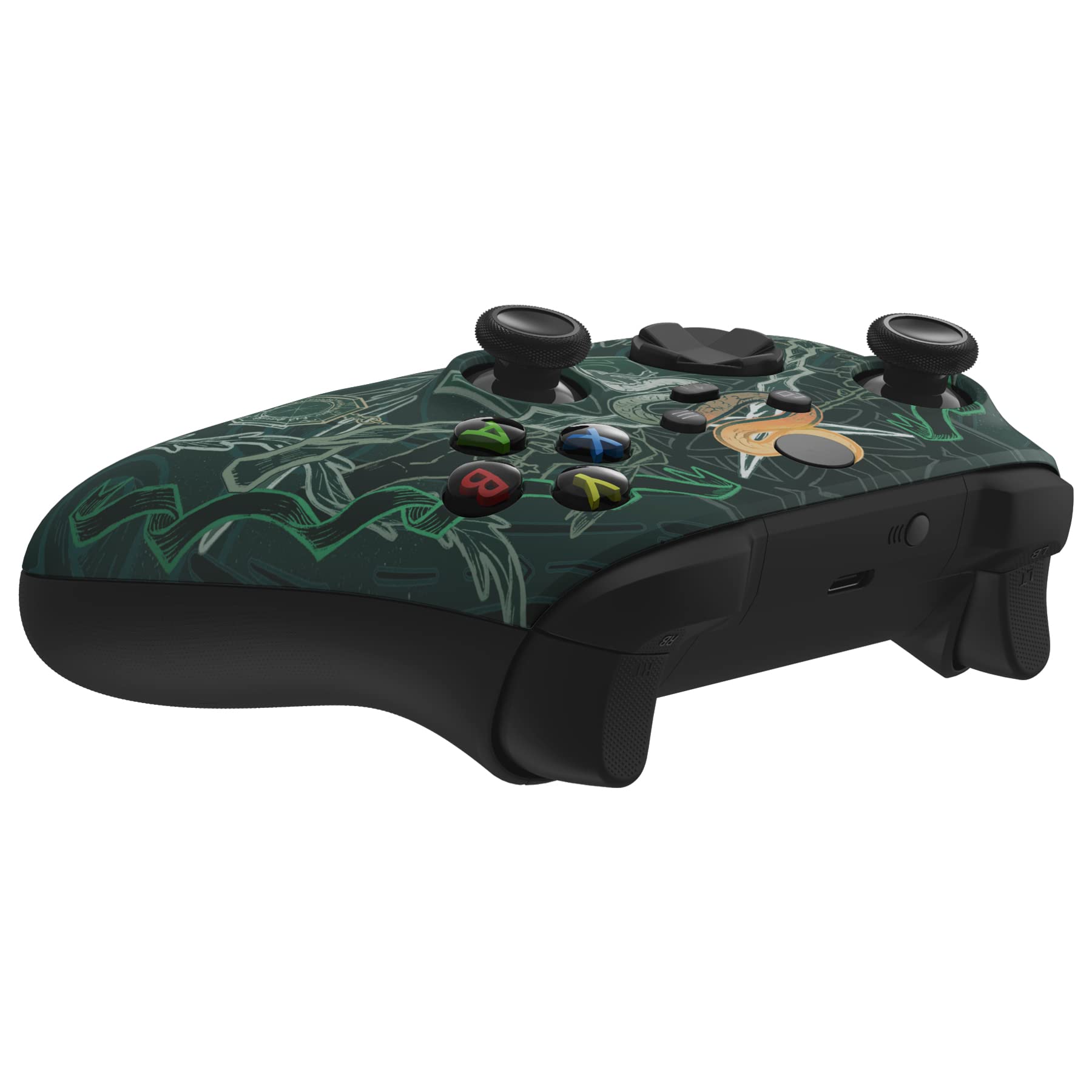 eXtremeRate Custodia Cover per Xbox Series X S Controller Joystick,Scocca Copertura Frontale Shell Ricambio per Xbox Core Controller Wireless Model 1914-Totem Serpente