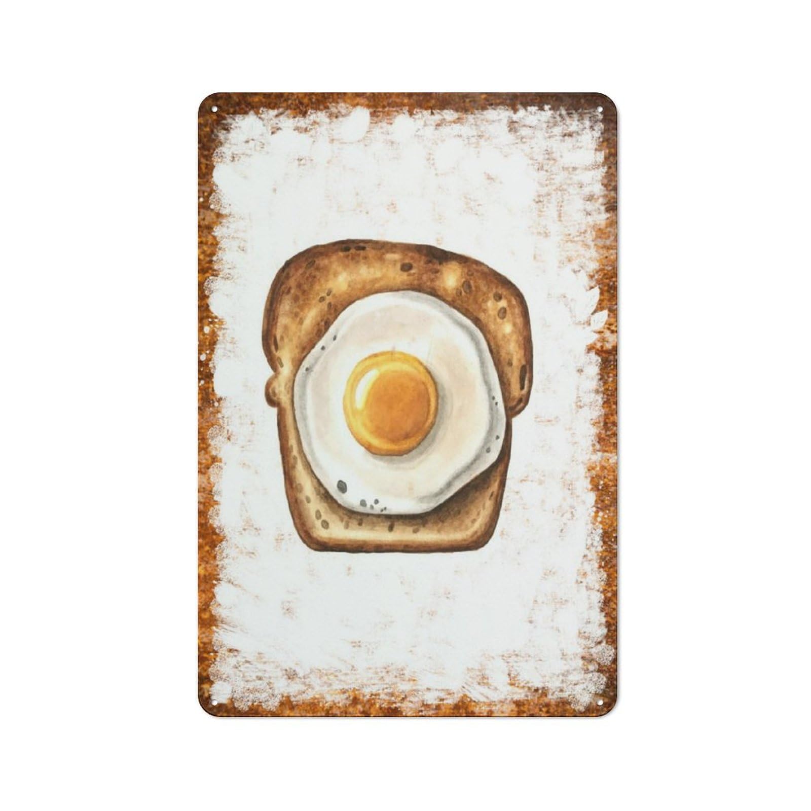 peiyeety Metal Tin Sign Egg Toast Watercolor Pattern Vintage Rustic Wall Art Kitchen Bathroom Bedroom Living Room Cafe Farmhouse Entryway Office Garage Home Bar Laundry Room Porch Patio 8x12 Inch