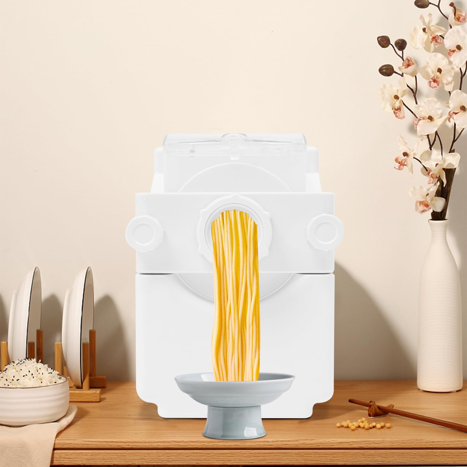 Machine à pâtes électrique avec 9 formes, machine à pâtes automatique pour pâtes fraîches et pâte, capacité de 500g, moteur en cuivre de 180W, machine à pâtes pour la maison, pâtes, raviolis, nouilles