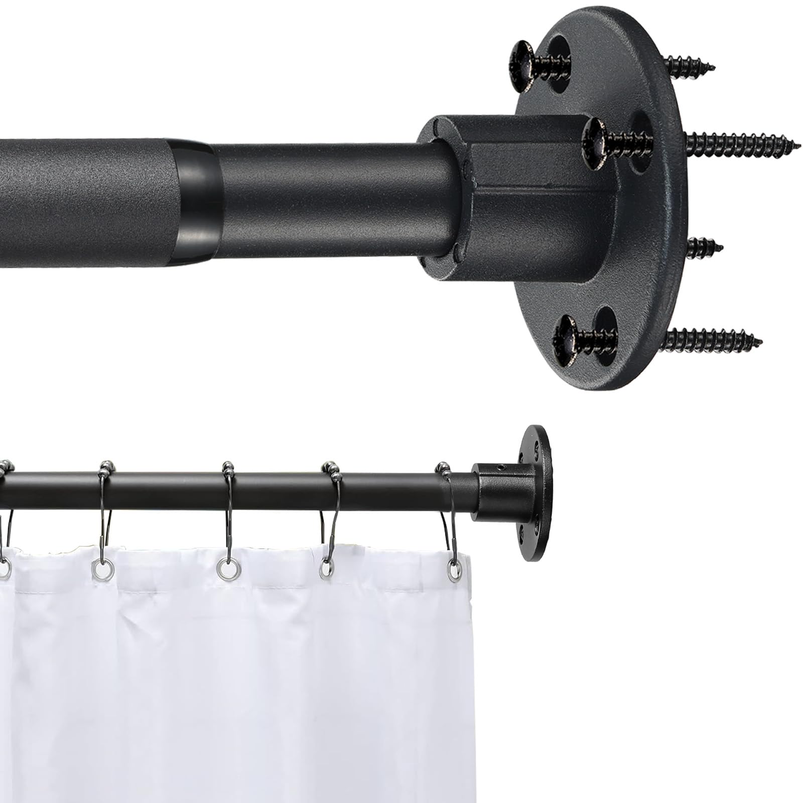 76-234cm Ajustable Barra de Cortina de Ducha de metal, Diámetro de 25 mm Barra de Cortina de Ducha Telescópica Extensible en Acero para Ducha y Bañera,Ventanas, Armario Ropero, Necesita Taladrar