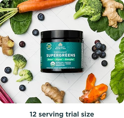 Miniatura 7 de Ancient Nutrition Polvo orgánico SuperGreens con probióticos, verduras orgánicas con sabor a verduras, hecho de frutas reales, verduras y hierbas,