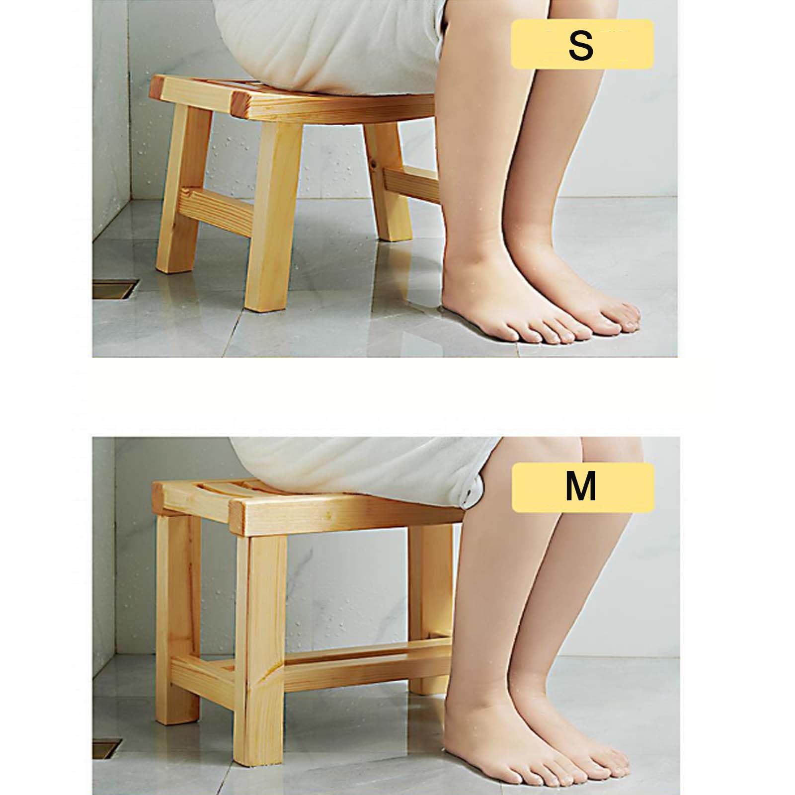 Taburete de ducha de bambú para afeitarse las piernas, banco de ducha impermeable y taburete de escalón, reposapiés marrón ligero para baños pequeños, perfecto para afeitarse fácilmente las piernas y