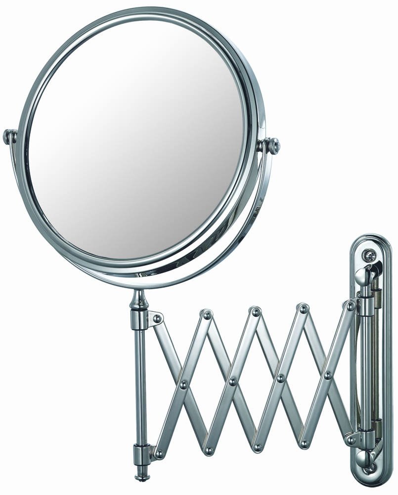 Mirror Image 23345 Extension Arm Wall Mirror, 7.75-Inch Diameter, 1X and 5X Magnification, Chrome