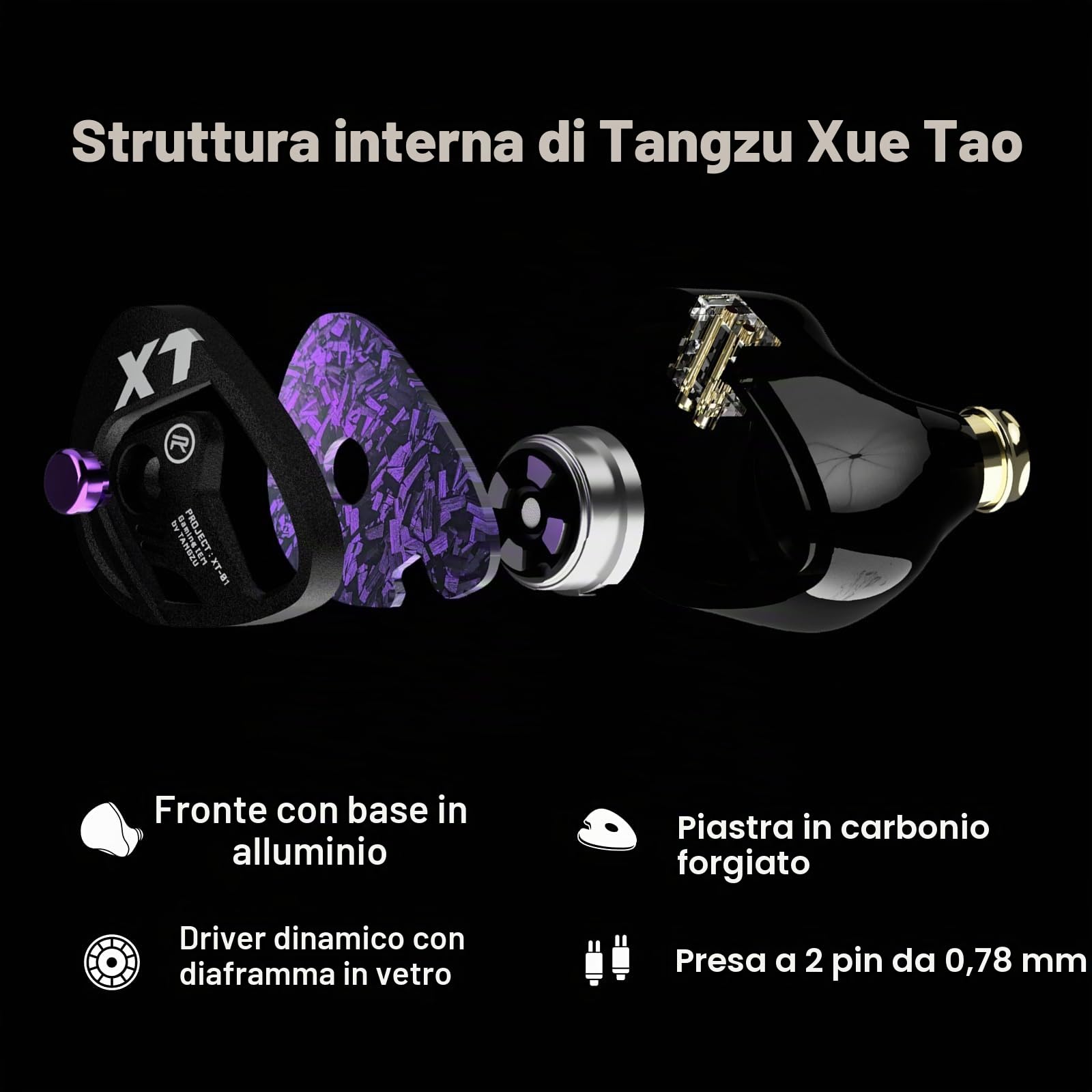 Linsoul TANGZU Xue Tao Gaming IEM, Cuffie HiFi e Microfono Rimovibile, In Ear Monitor con Driver Dinamico a Diaframma in Vetro da 10mm, con Cavo OFC Rimovibile a 2Pin per Gamer Audiophile (3.5mm MIC)