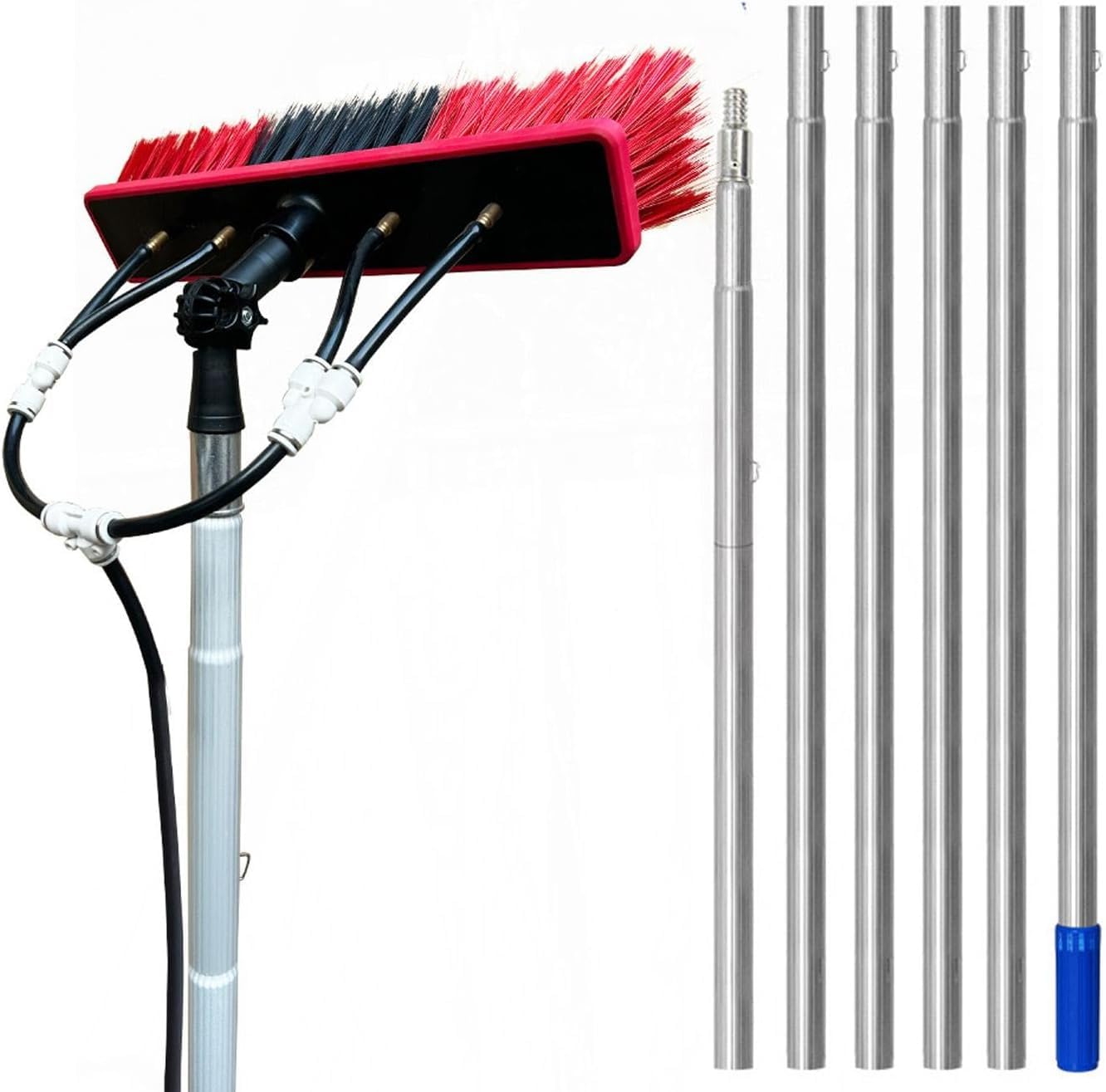 Barra extensible con cepillo de agua que elimina suciedad en techos