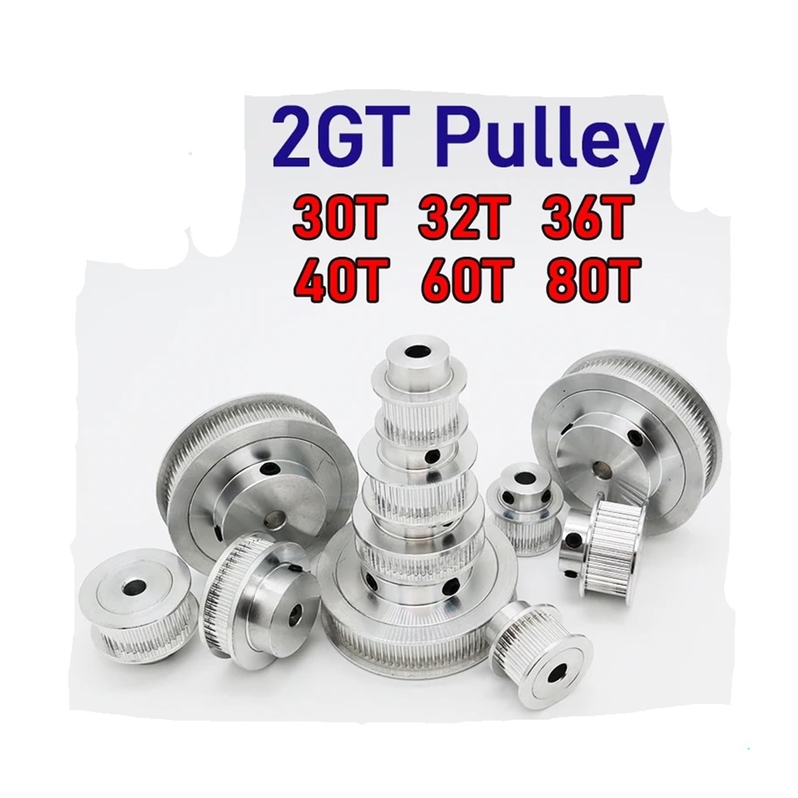 1pc 2GT Synchronous Wheels 3D Printer Pulley 48T 60T Bore 4 5 6~19 20 25mm Belt Width 6 10 Mm 2M GT2 Timing(Bore 17mm,60Teeth,6mm)