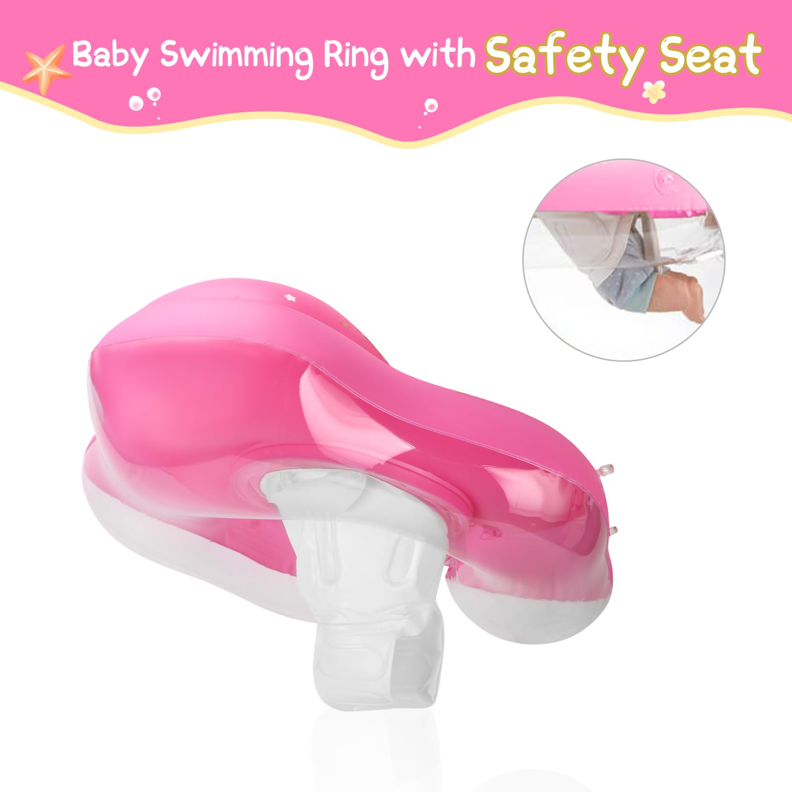 WYRIAZA Salvagente Neonato con Parasole, Salvagente Bambini 1-3 anni, Ciambella Neonato Mare, Baby Pool Float con Sedile, Doppio Airbag