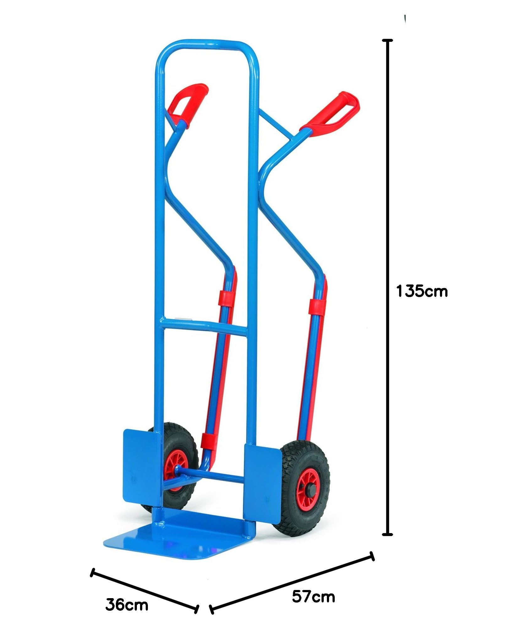Fetra Stahlrohrkarre, Traglast 300 kg, Schaufel, Luftbereifung, 1 Stück, 1300 x 580 mm, blau, B1330L
