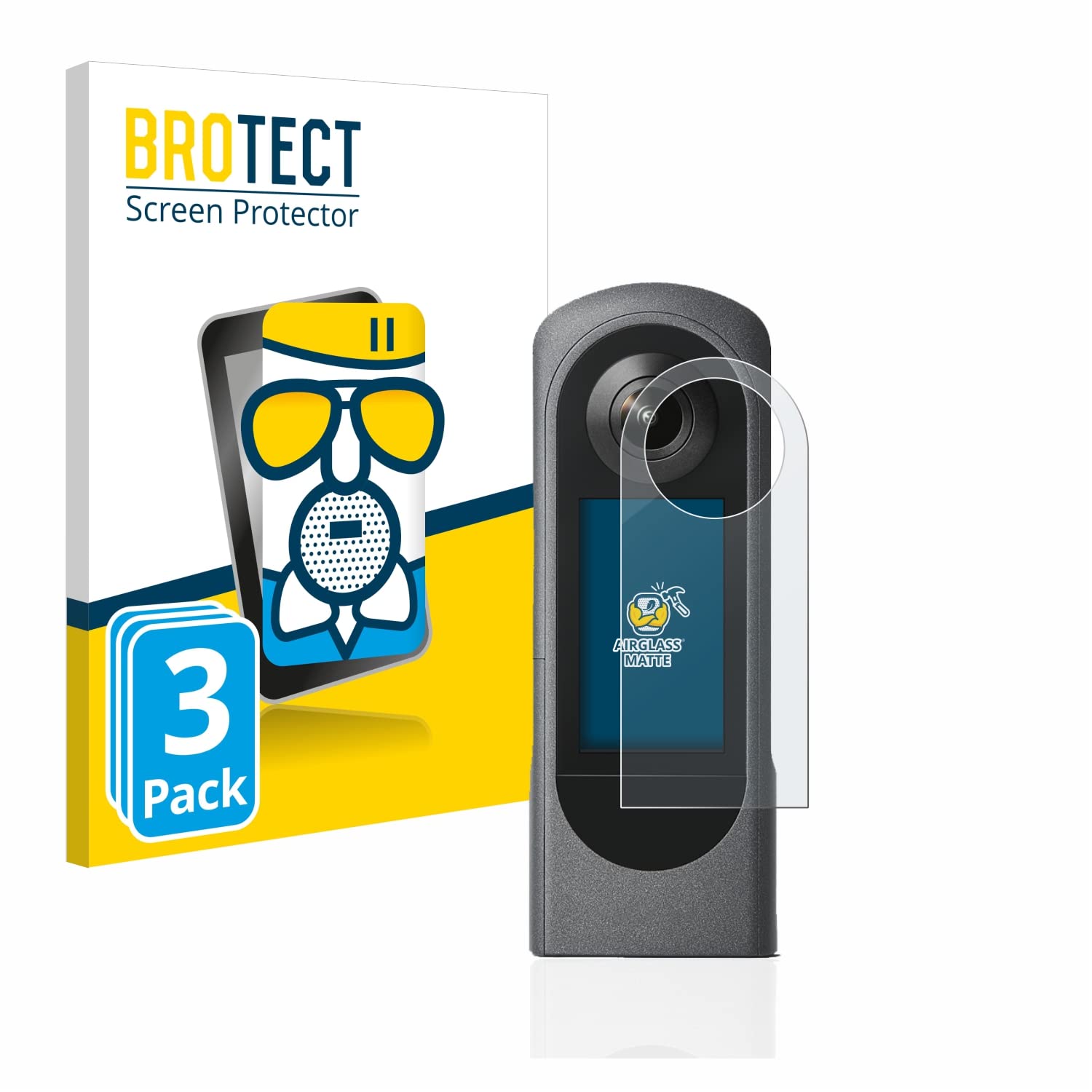 brotect Anti-Glare Glass Screen Protector Matte compatible with Ricoh Theta X (3 Pack) - Anti-Scratch 9H Protection Film