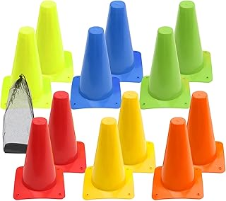 トレーニング用サッカーコーン | 12個セット サッカー練習用コーン用具 | ジム練習用具 - 户外フィールド ジム コーチング用 フットボール バスケットボール テニス 野球 ソフトボール