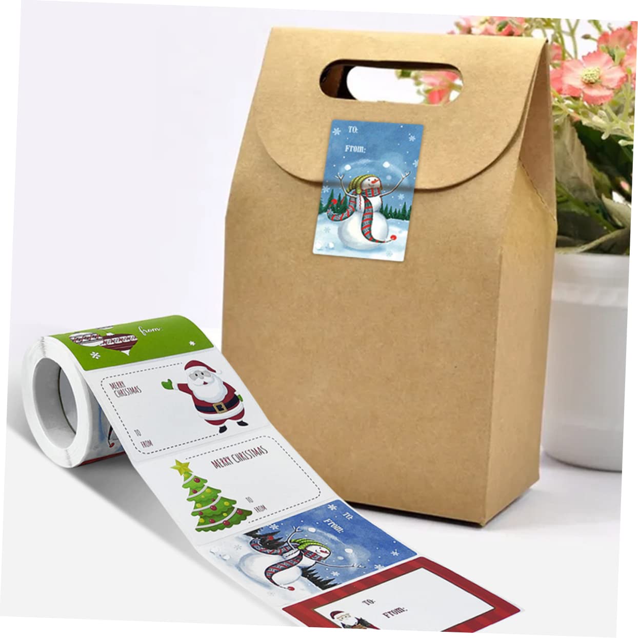 VILLCASE 10rollos Etiquetas De Navidad De Pegatinas Divertidas Para Embalaje De De Fiesta y Tarjetas Diseño Caricaturesco