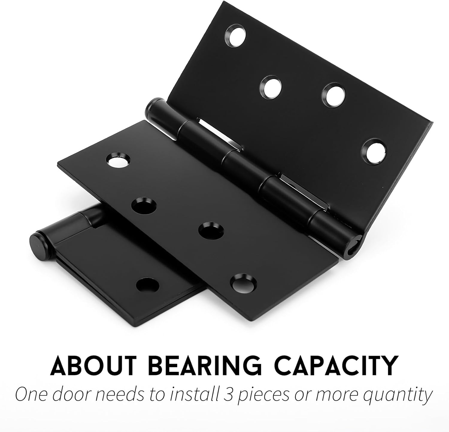goldenwarm 18 Pack Matte Black Door Hinges, 4 x 4 Inch Black Interior Door Hinges with Square Corners