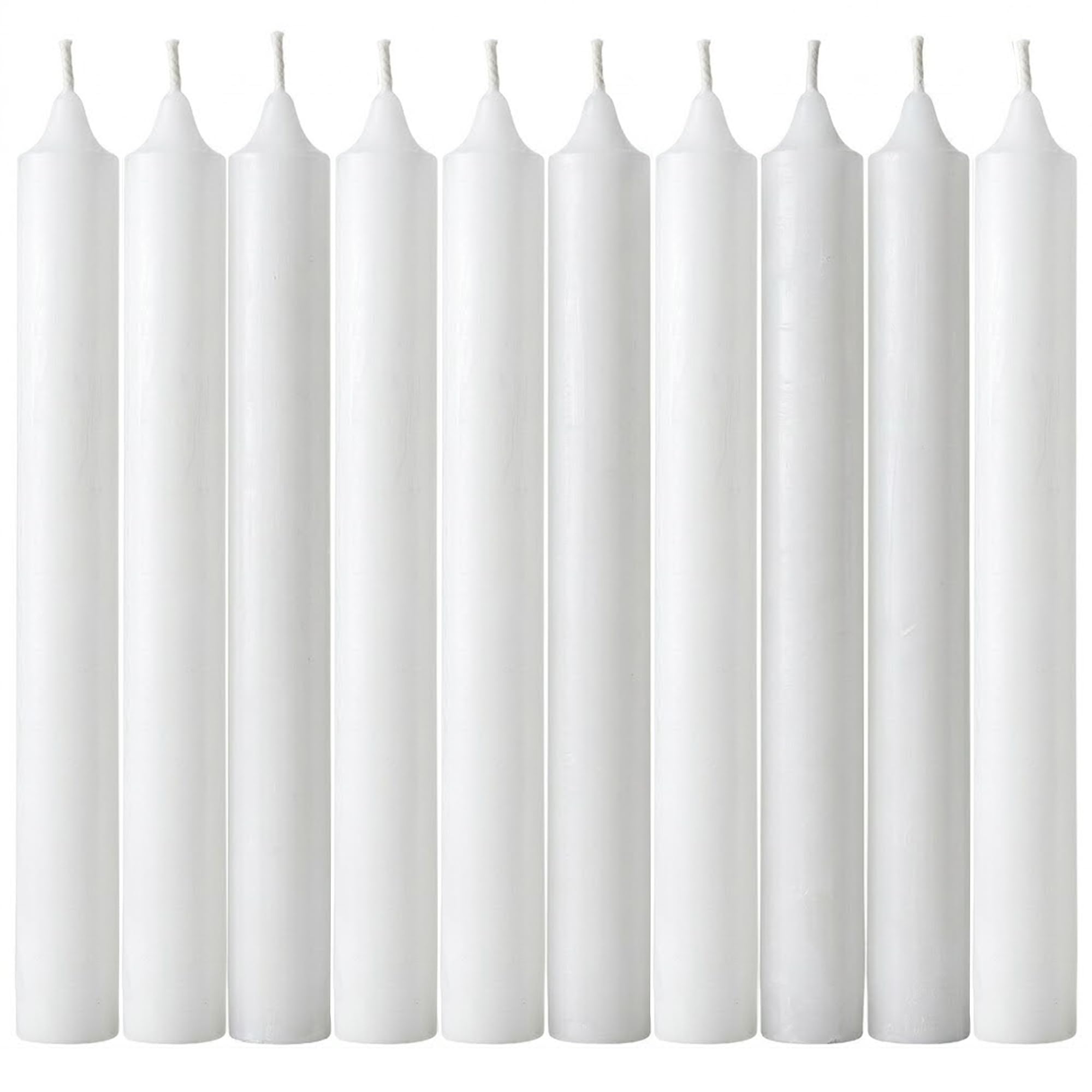 Tezraftaar® 50 x Tapered Dinner Candles White Paraffin Wax Unscented Long Burning 190mm Candle for Church Birthday Parties Restaurants Dining