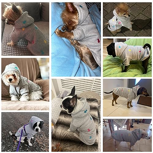 LeerKing Hundepullover Fleece Pullover Hoodie Pyjama Flauschiger Katzenpullover für kleine mittelgroße Hund Französische Bulldogge Kleidung Dackel Chihuahua L