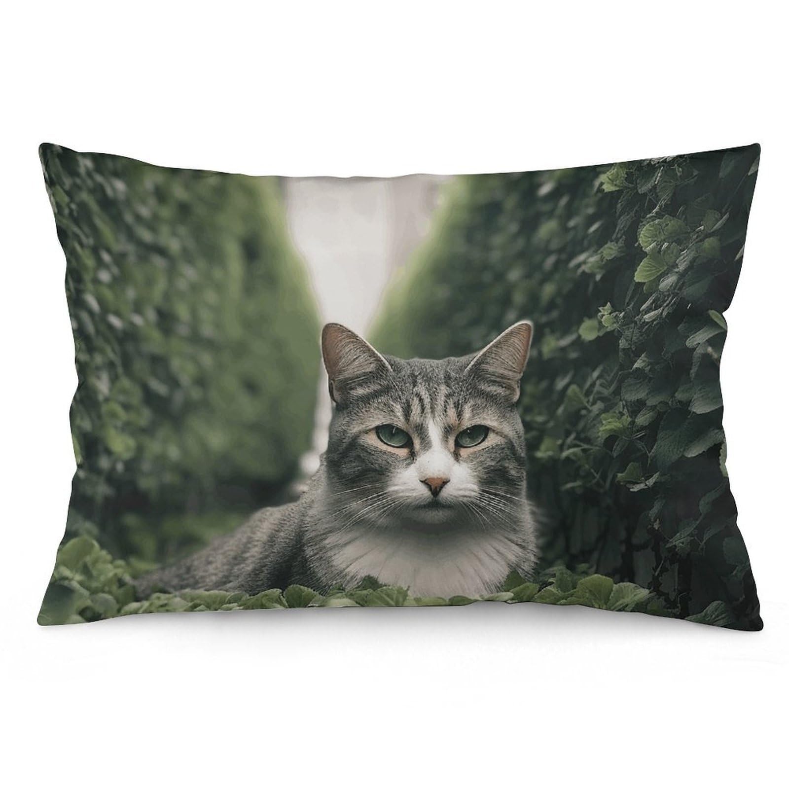 2 Pack Pillow Cases for Hair and Skin, Soft Breathable Pillow Case Covers with Hidden Zipper, Cat on The Ground Pillowcase 12 "x20 Pillow Covers for Sleeping Gift