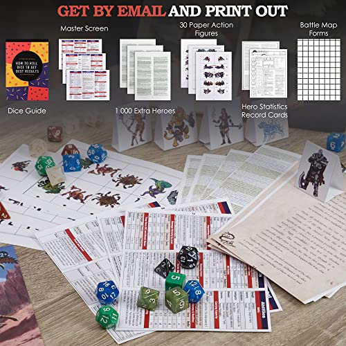 Dungeons And Dragons Essentials Kit - Extra 6 Dice Sets, Flannel Bags, Master Screen, Figures, New Heroes, Dice Guide, Statistic Sheets - Dnd 5Th Edition Rolling Board Game For Adults, Family, Friends #TOP1