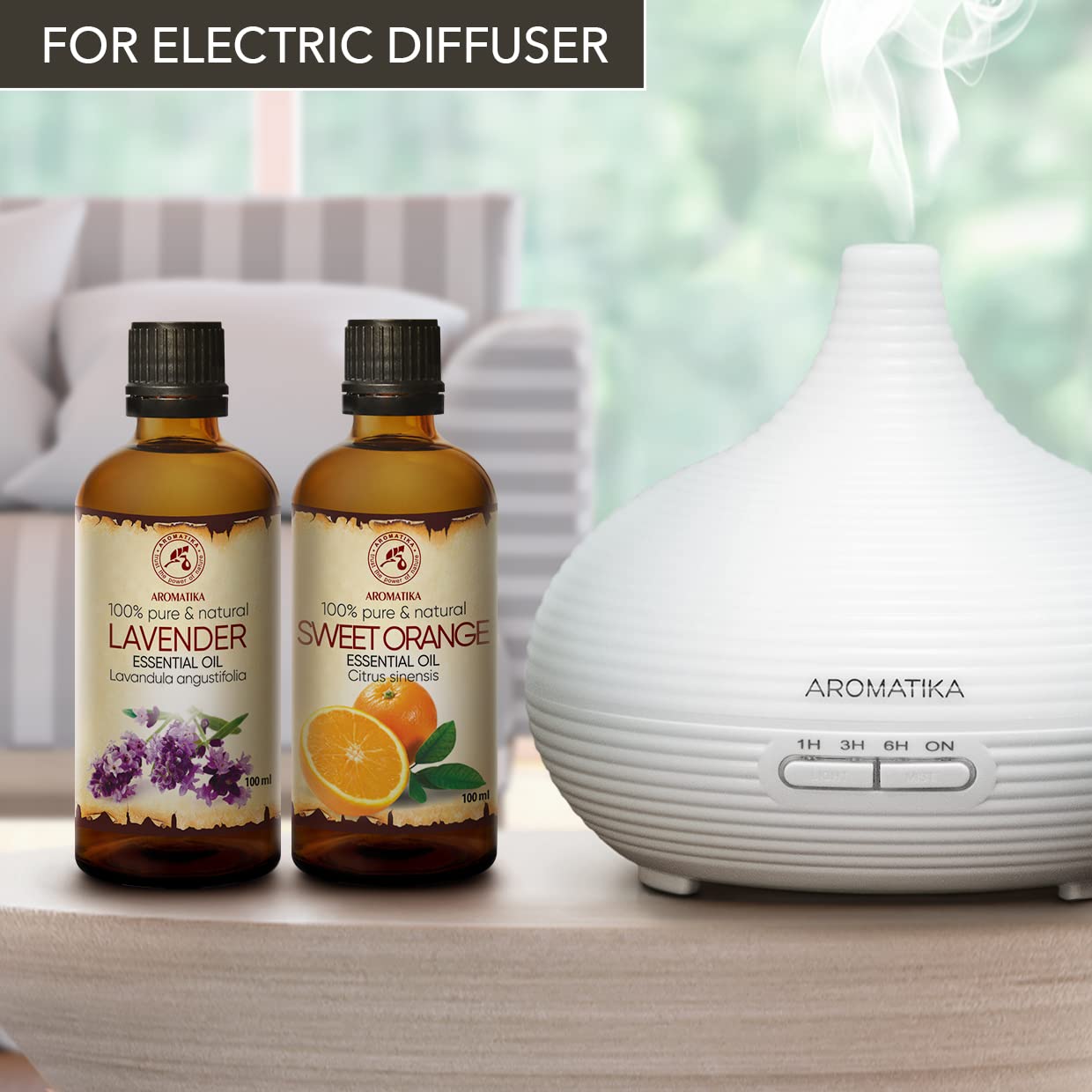 Aceite Esencial Lavanda - Lavandula Angustifolia - Aceite Esencial Naranja 2x100ml - Citrus Sinensis - Puro y Natural - Bueno para Calmar - Refrescar la Habitación - Fragancias para el Hogar