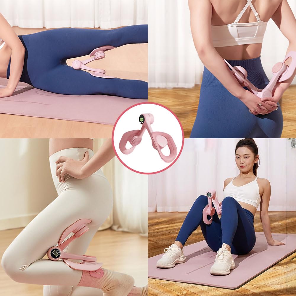 Attrezzo Ginnico per Interno Cosce Con timer,Allenatore per Muscoli del Pavimento Pelvico,Attrezzo Interno Coscia,Hip Trainer,Bodybuilding Fitness Perdita di Peso Dimagrante Attrezzo (rosa)