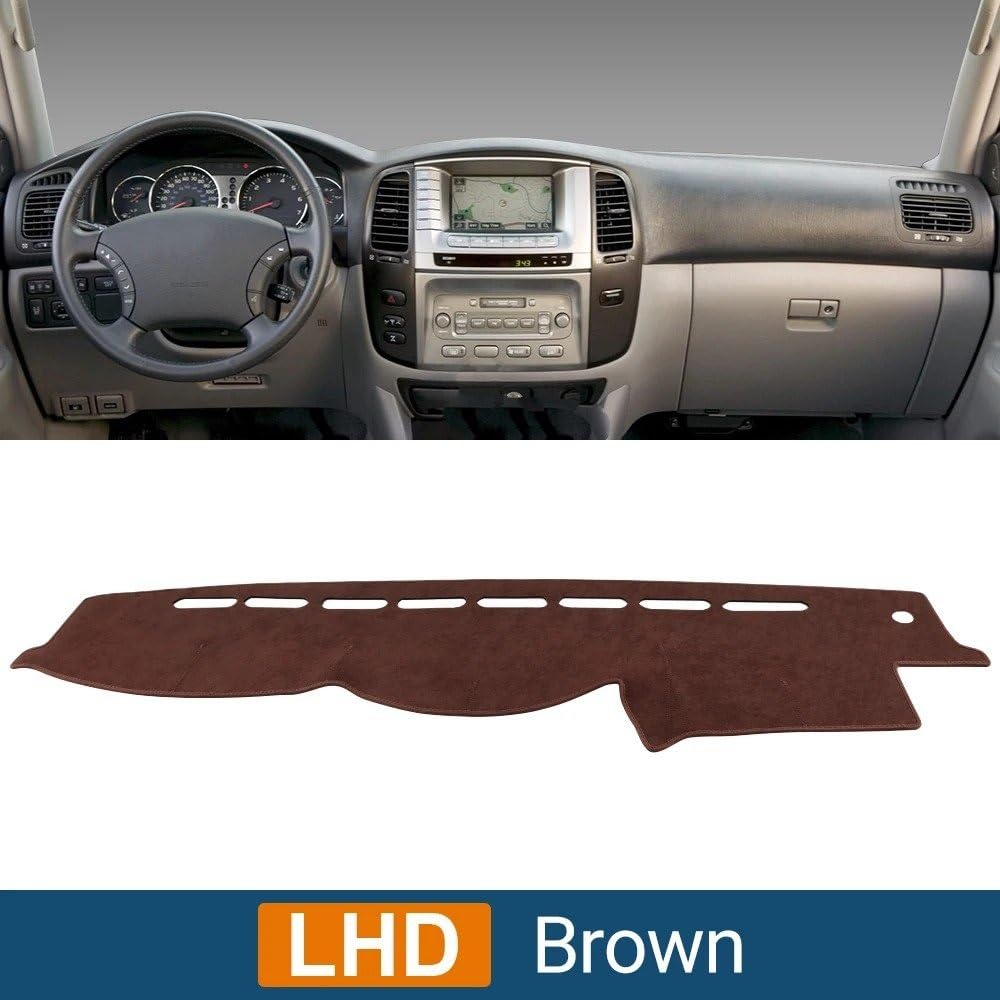 Funda Para Salpicadero Para Toyota Para Land Cruiser 100 LC100 1998 1999 2000-2007 Protector De Luz Anti-UV Antideslizante OTBEHUWJ(LHD Brown)