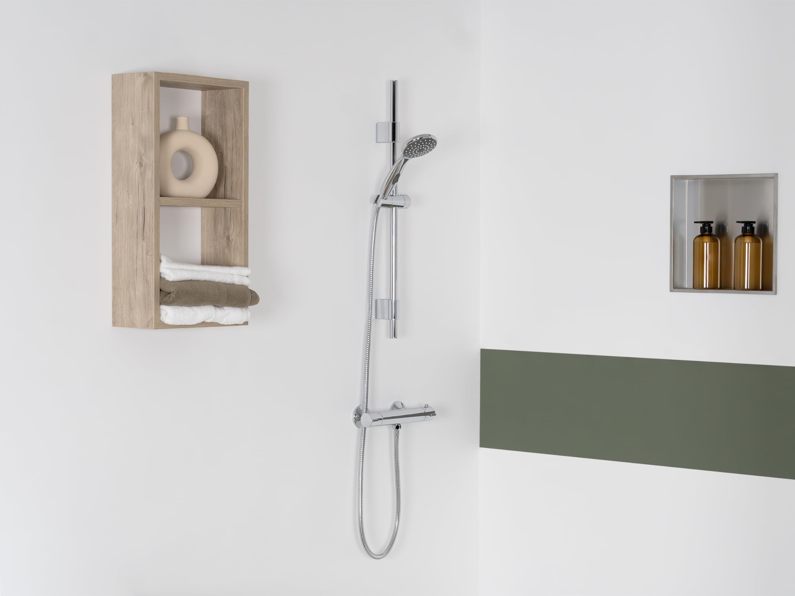 Grifo Termostático de Ducha Modelo Protherm Acabado Cromado | Control Preciso de Temperatura, Seguridad Anti-Quemaduras y Conexión Estándar para Instalación en Pared | by EUROSANIT