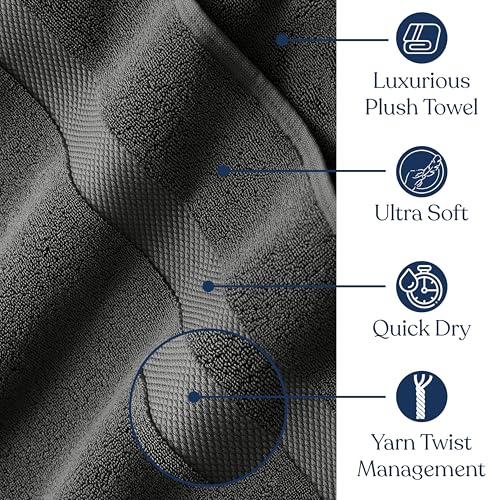 Delara GOTS Certified Organic Cotton Towel Set, 6-Piece | Ultra-Plush Spa Bath Towels - 2 Bath, 2 Hand, 2 Washcloths | Chemical-Free, Non-Toxic | Sustainable Bathroom Gift (Dark Gray) by Delara - Used condition - Image 4