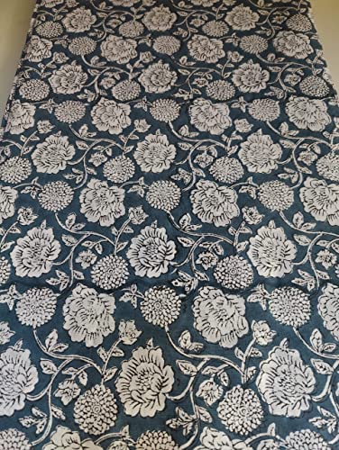 Image of Floral Printed Cotton Fabric Cloth Hand Block Print Fabric Women Material Running Jaipuri Hand Block Printed Women Dress Material Kurtis Natural 44 inch Inches Width 2.5 Meter (Pattern 11)