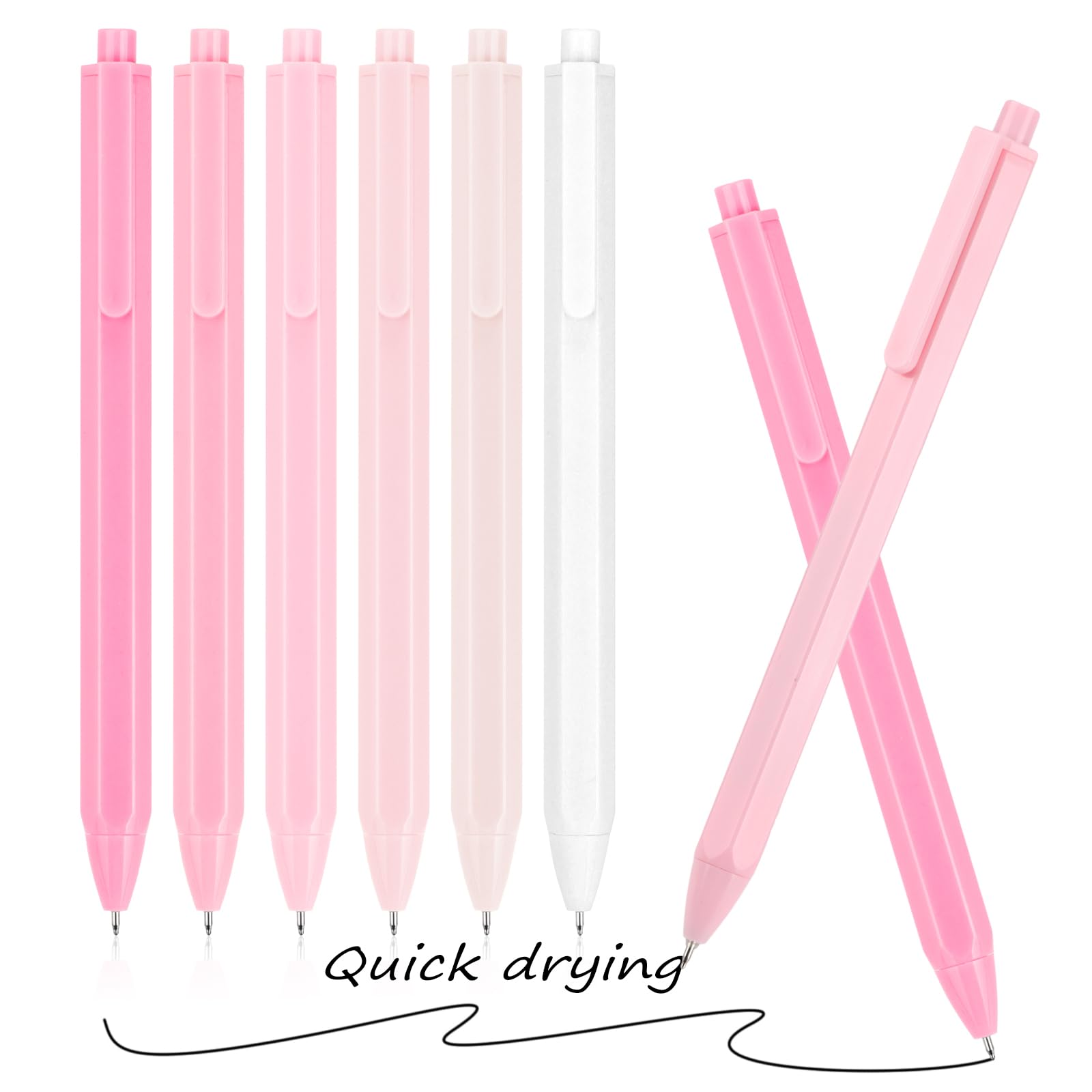 Ästhetische Kugelschreiberstifte （Macaron Rosa） Pastell Roller Kugelstifte, 0,5 mm Einziehbare Gel - Tintenstifte | Schwarze Tinte | Netter Ball Point Pen - Pack von 5