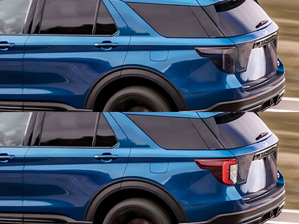 Rvinyl Tail Light Pre Cut Film Tint Cover Kit in Smoke Compatible with Ford Explorer 2020-2023 - Adhesive Backs