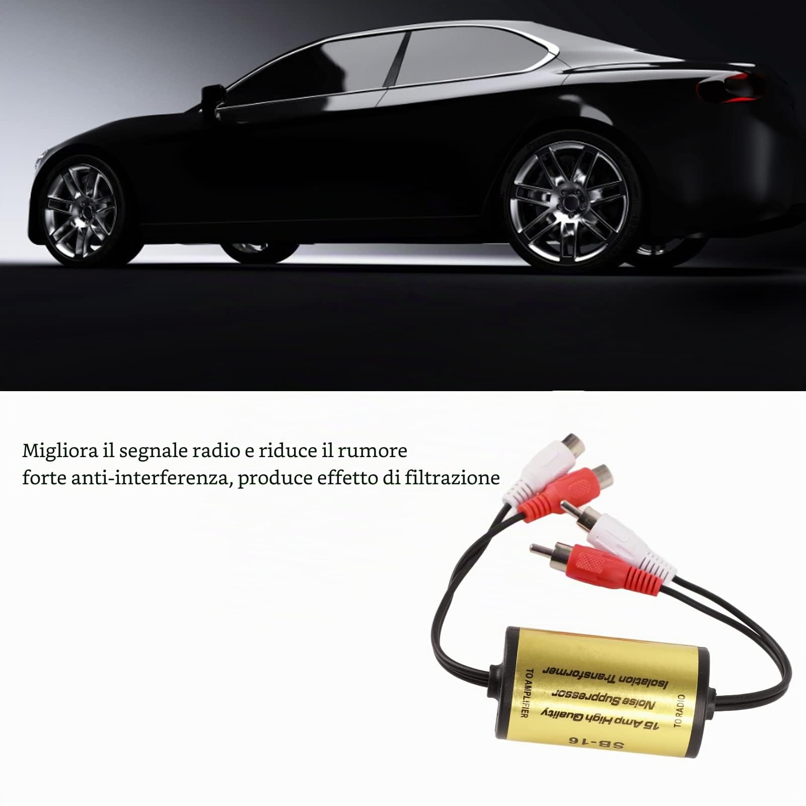 Riduttore di Rumore Stereo, Soppressore di Rumore 15A Amplificatore Audio Stereo Anti-interferenza Filtro Isolatore del Rumore del Loop di Terra