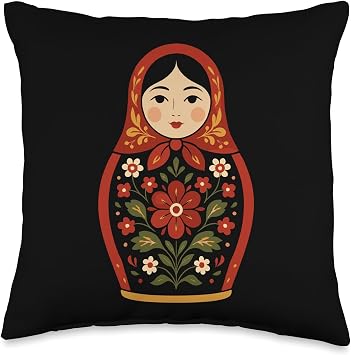 Matryoshka Doll Art Russian Nesting Wooden Stacking Set Throw Pillow