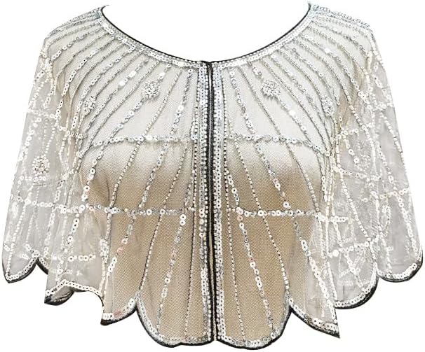 Specell 1920s Shawl Bridal Shawls Sequin Beaded Shawl And Wraps Bolero Flapper Cover Up For Evening Dresses Wedding Party Etc