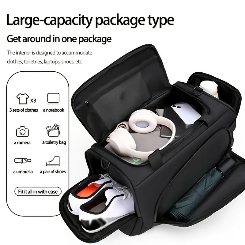 Image of Contacts Multi-Function Gym Pickelball Duffel Bag with Shoulder Straps, Shoe Pocket - Large Capacity, Durable Travel Backpack for Fitness, Sports, Overnight Trips