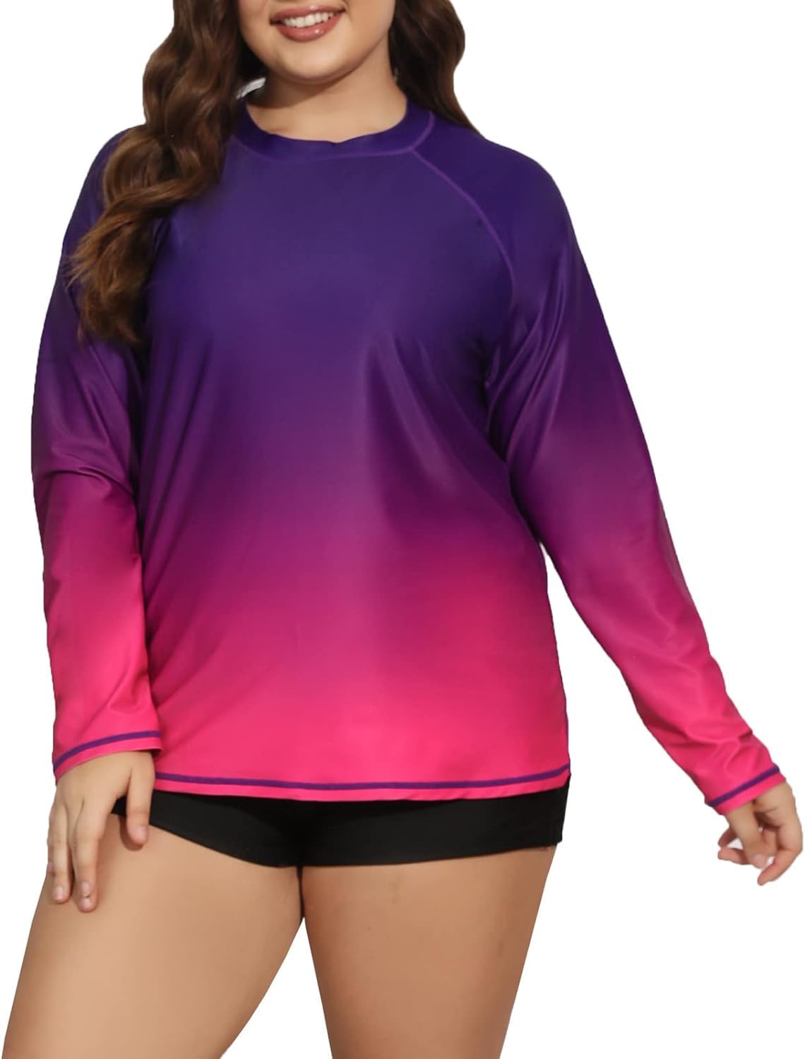 Halcurt Camisas de baño de manga larga UPF 50+ Rashguard Plus Size para mujer