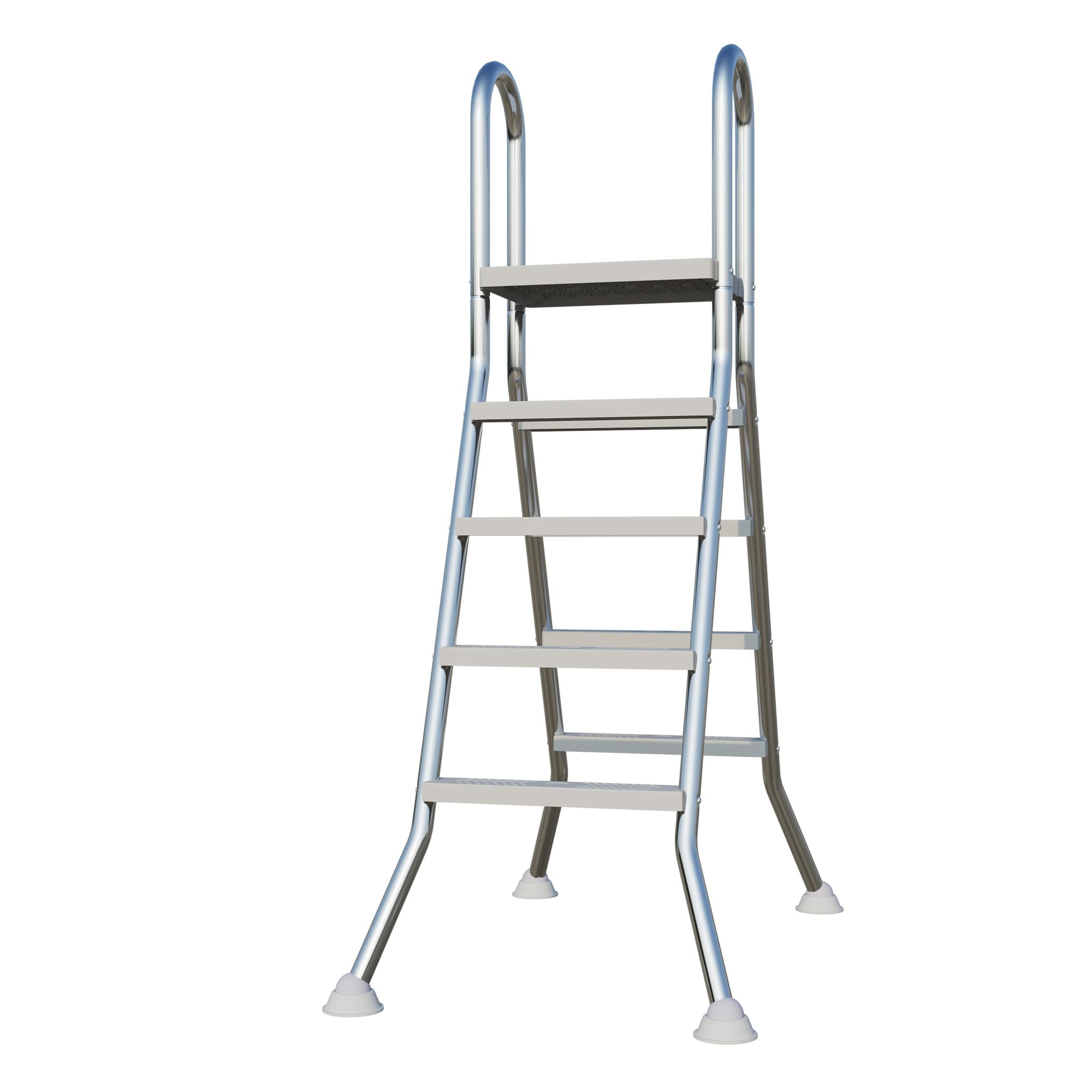 Scala per piscina in acciaio inox con corrimano, piattaforma antiscivolo e piedini in gomma, 4 gradini, per piscina, scale, carico 150 kg, per piscina e barche (altezza 189 cm)